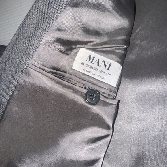 Mani By Giorgio Armani Blazer Gray Chevron Pattern Pure Virgin Wool 42L Italy - Picture 10 of 15